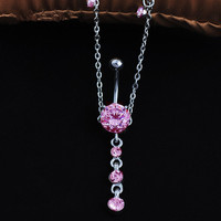 Accessoires de piercing populaires en acier inoxydable : pendentifs zircon, anneaux de nombril, chaînes de taille