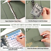 Organiseur de budget personnalisé en cuir PU A5, défi d'épargne sur 52 semaines, carnet de notes, planificateur, classeur avec enveloppes