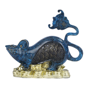 Adorno de rata de la suerte, decoración del zodiaco azul para el Año Nuevo Chino, decoración para el hogar y la oficina - Product Image 4