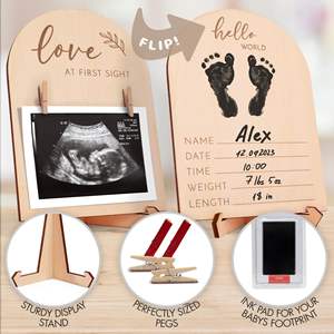 Cadre photo ultrasonique en bois double face, best-seller, pour annonces de grossesse et de naissance, produit transfrontalier TK - Product Image 1