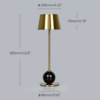 Lampe de table moderne de luxe en marbre, métal, LED, base en fer, ampoule E14, batterie rechargeable, 2700K, 15-18 heures, sans fil, commande tactile