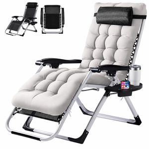 Outdoor <b>Zero</b> Gravity Folding Reclining Lounge Chair Adjustable Patio Camping Recliner with Cup Holder Tray Removable Cushion - Product Image 2