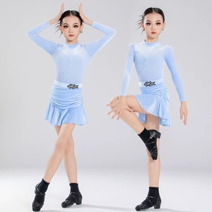 Traje <span class=keywords><strong>de</strong></span> Baile Latino para Niñas, Conjunto <span class=keywords><strong>de</strong></span> Práctica Infantil, Estilo Nuevo Otoño-Invierno 2025, Conjunto <span class=keywords><strong>de</strong></span> Terciopelo <span class=keywords><strong>de</strong></span> Manga Larga - Product Image 5