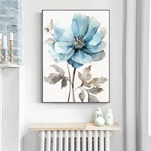 Factory Original Frameless Canvas Prints Wall Art Posters White Blue Peony Flowers Canvas Painting For Home Living Room Decor