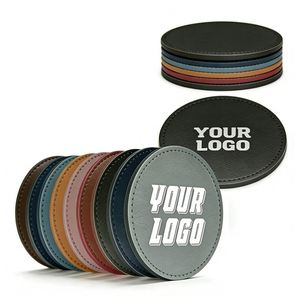 Personal PU Leather <b>Coaster</b> Custom Logo Print Logo PU Leather <b>Coaster</b> for <b>Drinks</b> <b>Coasters</b> Pad Cup Mat Promotional Gift - Product Image 1