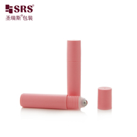 Flacon roll-on de 10 ml rose mat pour sérum contour des yeux et tonique capillaire SRS Packaging
