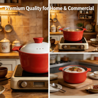 Marmite élégante en spodumène pour cuisinières à gaz et à induction, compatible flamme nue, poignée en céramique haute température, capacité 5L, ensemble de batterie de cuisine en céramique
