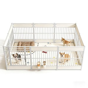 Cross-<b>border</b> design source factory direct supply of white iron and plastic combined partitioned pet <b>fences</b>, dog cages, cat - Product Image 3