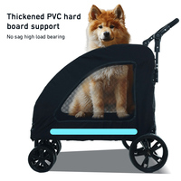 Poussette robuste pour animaux de compagnie (chien et chat) à 4 roues, pliable, en acier écologique, avec fenêtres en maille respirante