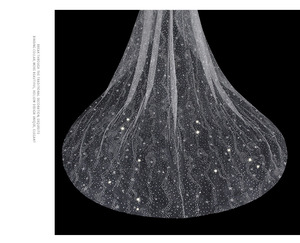S7736F haute qualité Offres Spéciales lumière luxe <span class=keywords><strong>lumineux</strong></span> longue vadrouille mariée mariée longue dentelle imprimé voiles de mariée élégant - Product Image 2