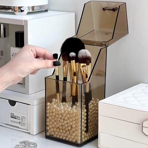 מארז תצוגה אקרילי שקוף לארגון מברשות איפור עם מכסה אטום לאחסון קוסמטיקה - Product Image 2