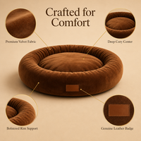 Cama Redonda de Lujo para Perros y Gatos, de Felpa de Piel de Conejo y Corduroy, con Espuma Viscoelástica, Almohada Calmante, Lavable, OEM, Marca Privada, Venta al Por Mayor
