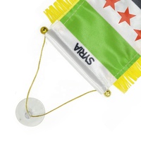 Mini-drapeau de la Syrie avec franges jaunes, ventouse pour rétroviseur de voiture, bannière à suspendre, ornement décoratif du drapeau syrien