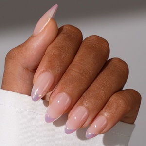 Short Almond Reusable Fake False <b>Nails</b> <b>Set</b> High Quality Wholesale Soft Gel Laser French Tip Artificial Press on <b>Nails</b> Kit - Product Image 1