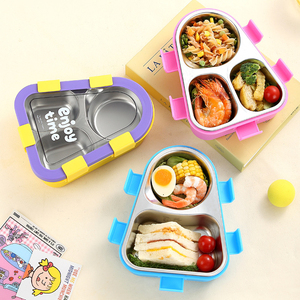 Bencircle B278 Triangle Shape Stainless Steel <b>Lunch</b> <b>Box</b> with Transparent Lid, Multi-Compartment - Product Image 4