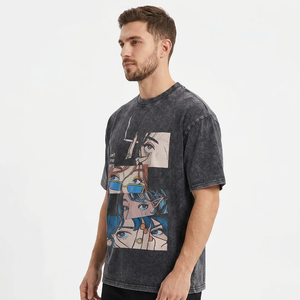 Custom Men's Oversized Washed Cotton T-Shirt Silk Screen Printed Breathable Quick Dry 500g Street Style <b>Short</b> <b>Sleeve</b> O-Neck - Product Image 3