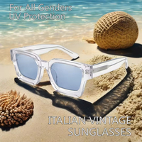 Vente en gros de lunettes de soleil vintage à monture carrée surdimensionnée en acétate, verres optiques colorés, UV400, unisexe pour tous les visages