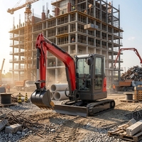 Mini-excavatrice compacte de 4 tonnes avec une capacité de godet de 0,12 m³ pour l'utilisation agricole et la construction routière