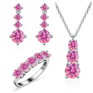 <span class=keywords><strong>Set</strong></span> Perhiasan Moissanite Bersertifikat GRA, Perak 925, Anting Panjang Moissanite, Cincin, Kalung Rantai Bertabur Batu, Liontin, dan Aksesoris untuk Wanita - Product Image 1
