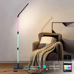 โคมไฟตั้งพื้นมุม LED เปลี่ยนสีได้ควบคุมผ่านแอป Wi-Fi แบบพับได้พร้อมรูปทรงแบบทำมือสำหรับห้องเล่นเกมห้องนั่งเล่น