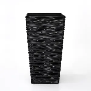 White Plastic Pot Kailai Wholesale Decorative Indoor Plant Pots Modern Black White Square Planter Tall Plastic Flower Pot