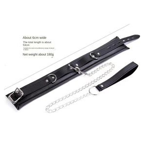 SM fetiş PU deri gerdanlık yaka uzun tasma sünger astar ile Slave boyunluk çiftler için rol oynamak esaret - Product Image 6