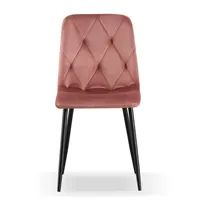 Chaise de cuisine Offre Spéciale confortable en velours rose tufté avec pieds en métal
