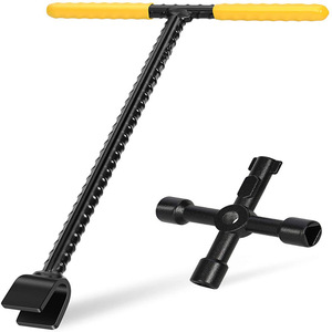 Clé professionnelle pour compteur d'eau de <span class=keywords><strong>17</strong></span> pouces avec clés utilitaires 4 voies, clés robustes pour compteur d'eau, clé à poignée en T et tête en U - Product Image 1
