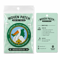 Kit de patchs tissés personnalisés avec logo, avec sac OPP et carte en papier, à thermocoller ou à coudre, pour cadeaux promotionnels d'entreprise