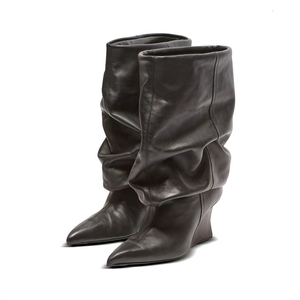 Eleganti Stivali Alti da <span class=keywords><strong>Donna</strong></span> <span class=keywords><strong>con</strong></span> <span class=keywords><strong>Zeppa</strong></span> 2025 Autunno Inverno, Scarpe Sexy a Punta per Feste e Balli, Stivali al Ginocchio <span class=keywords><strong>con</strong></span> Tacco a <span class=keywords><strong>Zeppa</strong></span>, Taglie fino al 43 - Product Image 3