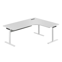 Bureau debout en L à double moteur, hauteur réglable, poste de travail exécutif en bois pour bureau de PDG moderne, projet personnalisé