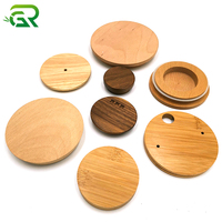 Vente en gros de bougies en bois naturel carré et rond, couvercle en bambou avec trou pour paille, couvercle en bois pour mug, bocal en verre, gobelet