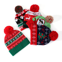Cappelli di Natale LED all'Ingrosso, Maglioni Luminosi di Babbo Natale in Maglia per Adulti, Logo Personalizzato, Ricamo 3D, Traspiranti e Impermeabili