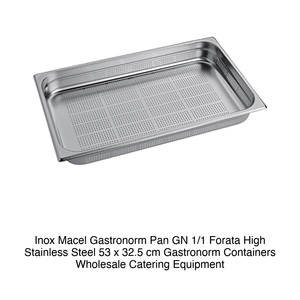 Bandeja perforada de acero inoxidable GN 1/1 para alimentos, 53 × 32.5 × 6.5 h cm, 1287 g, Inox Macel - Product Image 2