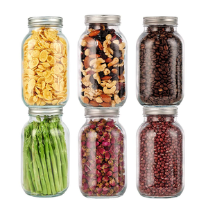 Jam Candy Pickling Canning Storage Cookie Glass <strong>Mason</strong> <strong>Jar</strong> <strong>32</strong> <strong>oz</strong> <strong>Wholesale</strong> Clear Round Wide Mouth With Metal Lid - Product Image 4