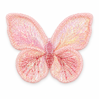 Applique brodée papillon irisé, patch rose monocouche à coudre pour vêtements, sacs, artisanat et accessoires de bricolage