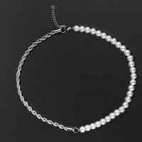 Collier unisexe en acier inoxydable style hip-hop, chaîne en corde de 5 mm avec perles de 8 mm, personnalisation possible