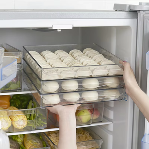 高品质可堆叠冰柜塑料冰箱储物盒食品储物组织器箱厨房储物容器 - Product Image 4