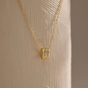 Collar de Acero Inoxidable Personalizado con Anillo Apilable Grabado, Collar con Disco de Cuentas en Blanco para Mamá y <span class=keywords><strong>Abuela</strong></span> - Product Image 2