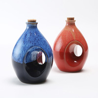 Bouteilles en céramique uniques bleues et rouges avec poignée, 500 ml, pour huile d'olive