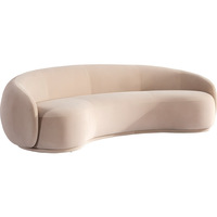 Canapé une place en tissu style crème, design moderne et simple en arc, pour petit appartement, salon, revêtement en velours côtelé, éponge haute densité
