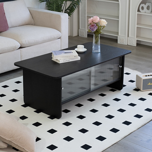 Modern Minimalist Coffee <b>Table</b> 47 Inch Rectangular Glass Sliding Door Storage Living Room Bedroom - Product Image 6