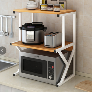 Estante de Cocina Plegable de 2 Niveles, de Acero al Carbono, Negro, Retráctil, Extensible, Multifuncional, para Horno de Microondas - Product Image 1