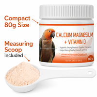 Poudre de calcium et de magnésium pour oiseaux, vitamine D, supplément minéral aviaire, aide à la force des os, formation des coquilles d'œufs, aide à la brillance des plumes, 80g