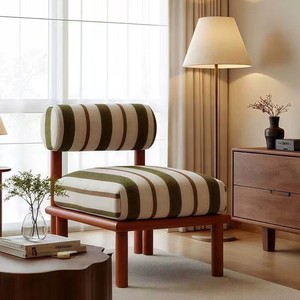 Poltrona Singola di Design Francese con Schienale, Sedia in Legno Massello per Salotto, <span class=keywords><strong>Balcone</strong></span>, Casa Piccola o <span class=keywords><strong>Grande</strong></span> - Product Image 1