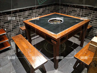 Table de marmite chaude en bois massif, Design ancien sculpté, Style chinois, conception elme rouge, classique, collection