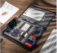 Bloc-notes multifonction sans fil B5 avec chargeur intégré 8000 mAh, classeur et fermeture éclair