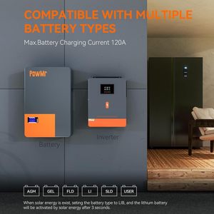 PowMr EU Hot Selling 4.2KW 6.2KW <strong>24V</strong> 48V 220V Hybrid Solar <strong>Inverter</strong> Built in 120A MPPT All in One Solar <strong>Inverter</strong> - Product Image 4