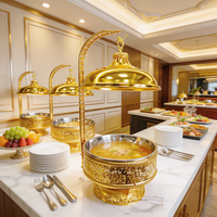 Goldener Runder Hängender Edelstahl Hot Pot Gasbetriebener Buffet-Speisenwärmer für Hotels und Restaurants