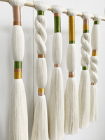 Décoration murale en macramé personnalisée, style bohème, tissée à la main, avec pompons, décoration murale artisanale
